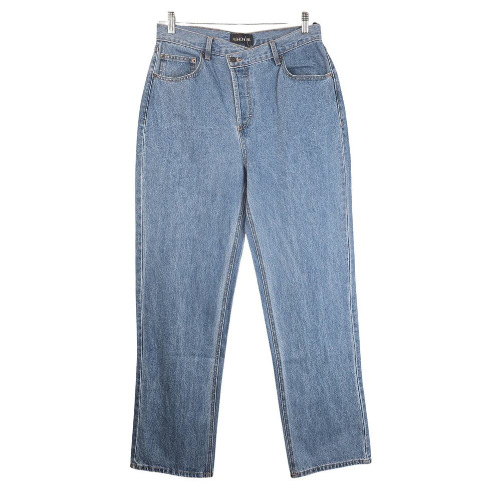 Fashion Nova Jeans Women 11 Light Wash Button Fly Straight High Rise Capsule NEW